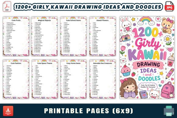 1200 Girly Kawaii Drawing Ideas: A Creative Guide for Artists and Doodlers