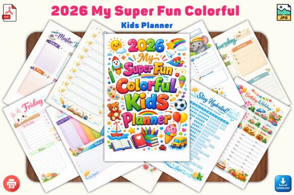 2026 My Super Fun Colorful Kids Planner