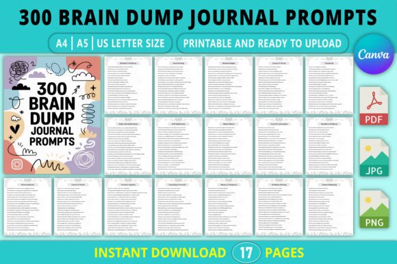 Editable 300 Brain Dump Journal Prompts