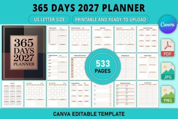 Editable 365 Days 2027 Planner: Your Ultimate Guide to Staying Organized and Productive